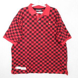 Rocawear Polo Shirt Mens 2XL Red Black Checkerboard Short Sleeve Embroidered